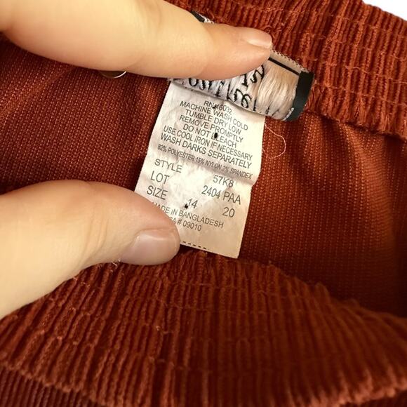 Southern Lady 70's Vintage Burnt Orange Corduroy Pants Womens 14 Elastic Waist - Picture 6 of 6